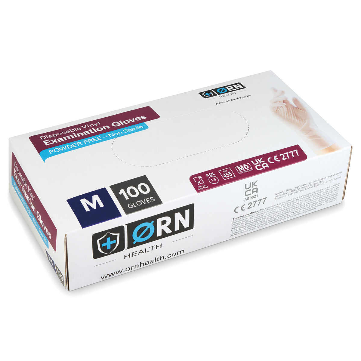 ORN Cassin Medium Duty Clear Vinyl Gloves - 1 Case (10 Boxes of 100 Gloves)