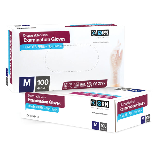 ORN Cassin Medium Duty Clear Vinyl Gloves - 1 Case (10 Boxes of 100 Gloves)