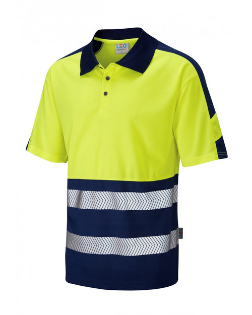 Leo Workwear Watersmeet Iso 20471 Cl 1 Dual Colour Coolviz Plus Hi-Vis Polo Shirt - [CLEARANCE]