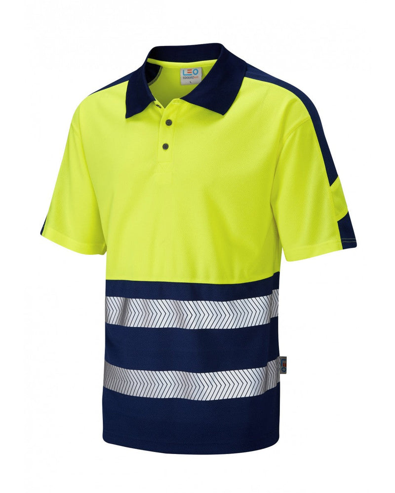 Leo Workwear Watersmeet Iso 20471 Cl 1 Dual Colour Coolviz Plus Hi-Vis Polo Shirt - [CLEARANCE]