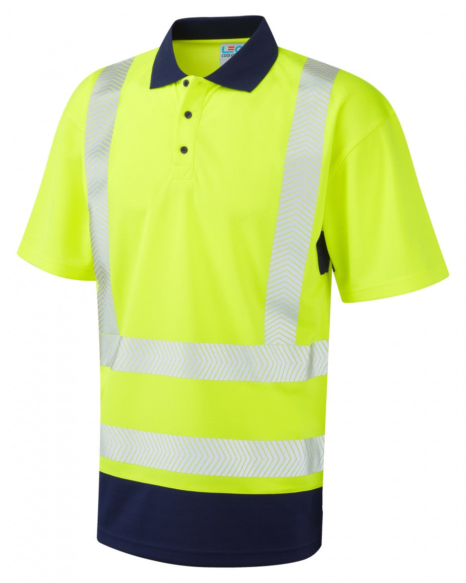 Leo Workwear Mortehoe Iso 20471 Cl 2 Dual Colour Coolviz Plus Polo Shirt - [CLEARANCE]