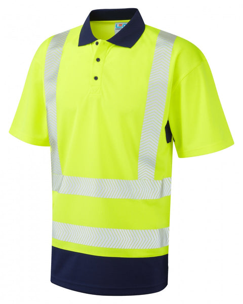 Leo Workwear Mortehoe Iso 20471 Cl 2 Dual Colour Coolviz Plus Polo Shirt - [CLEARANCE]