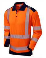 Leo Workwear Wringcliff Iso 20471 Class 2 Dual Colour Coolviz Plus Sleeved Polo Shirt - thumbnail 2