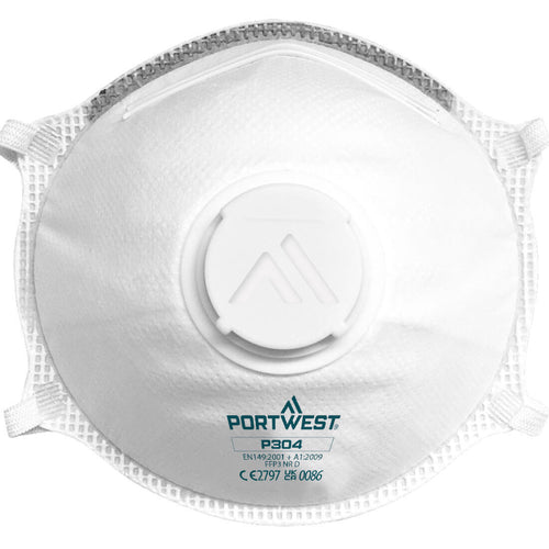Portwest Ffp3 Valved Dolomite Light Cup Respirator White (pack Of 10)