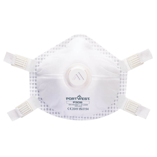 Portwest P306 FFP3 ultimate valved reusable cup-style respirator mask.