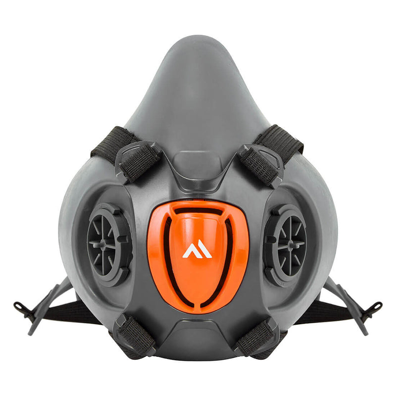 Grey Portwest P421 TPR half mask respirator with dual filter connections.