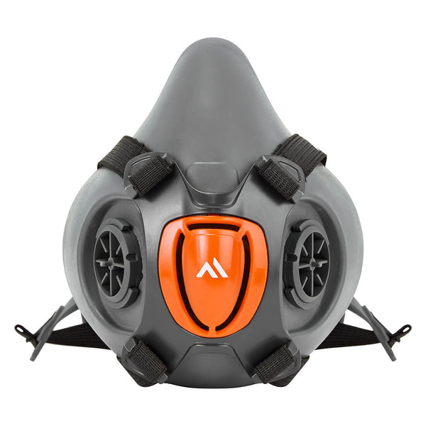 Grey Portwest P421 TPR half mask respirator with dual filter connections.