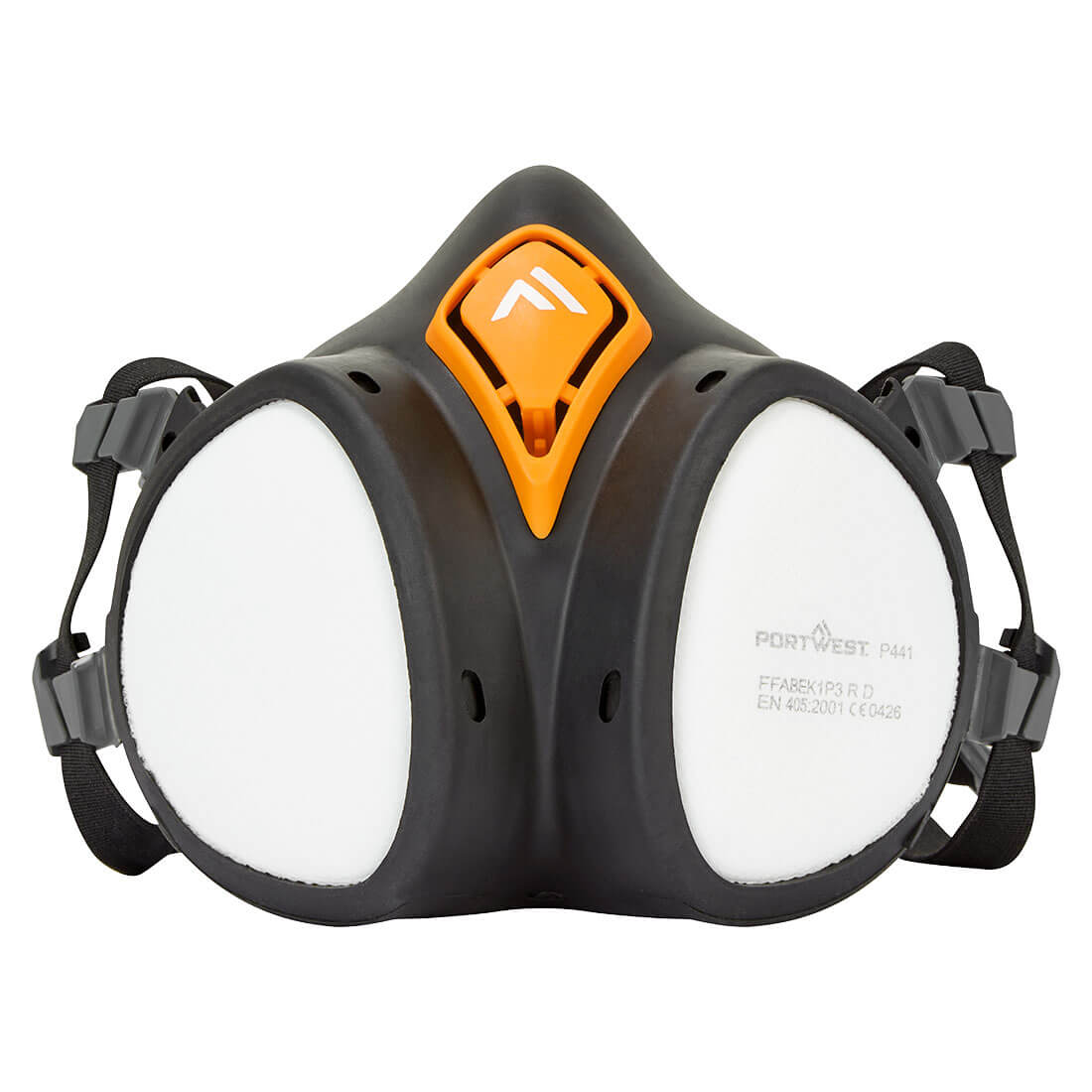 Portwest P441 ABEK1P3 ready-to-use half mask respirator with built-in filters.
