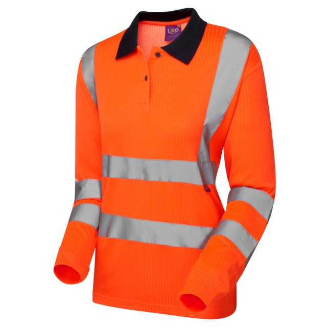 Leo Workwear Beaford Iso 20471 Cl 2 Comfort Women'S Sleeved Polo Shirt - [CLEARANCE]