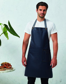 Premier 'District' Waxed Look Denim Bib Apron