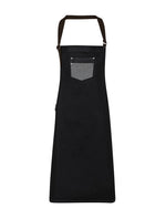 Premier Workwear Division Waxed Look Denim Bib Apron With Faux Leather - PR136M - thumbnail 2