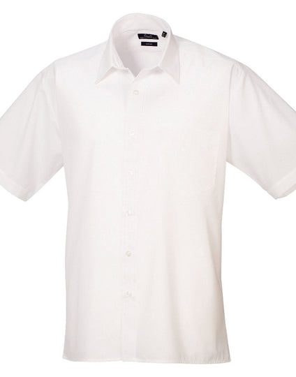 Premier Mens Short Sleeve Poplin Shirt (cont 1) - [CLEARANCE]