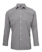 Premier Workwear Mens Long Sleeve Gingham Cotton Microcheck Shirt - PR220M
