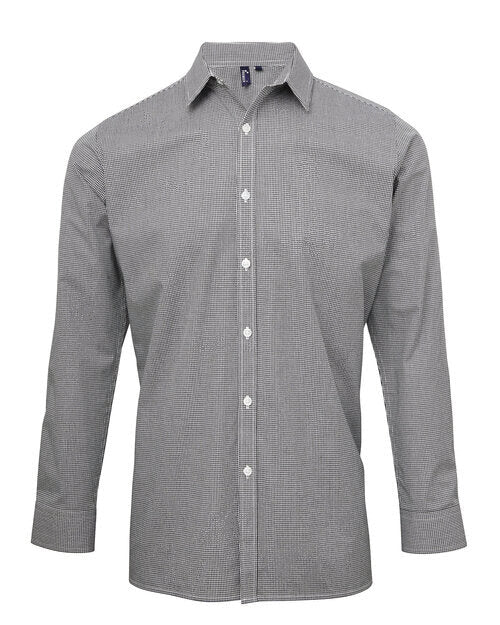 Premier Workwear Mens Long Sleeve Gingham Cotton Microcheck Shirt - PR220M