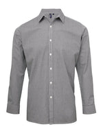 Premier Workwear Mens Long Sleeve Gingham Cotton Microcheck Shirt - PR220M
