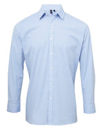 Premier Workwear Mens Long Sleeve Gingham Cotton Microcheck Shirt - PR220M - thumbnail 3