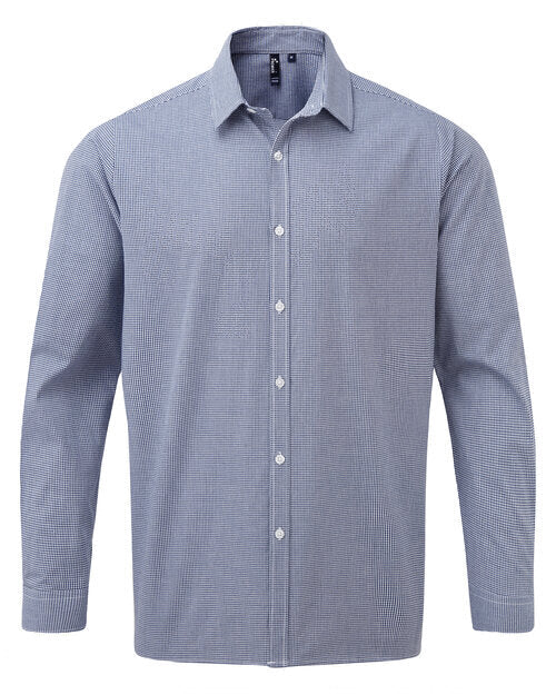Premier Workwear Mens Long Sleeve Gingham Cotton Microcheck Shirt - PR220M