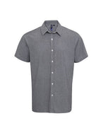 Premier Workwear Mens Short Sleeve Gingham Cotton Microcheck Shirt - PR221M - thumbnail 2
