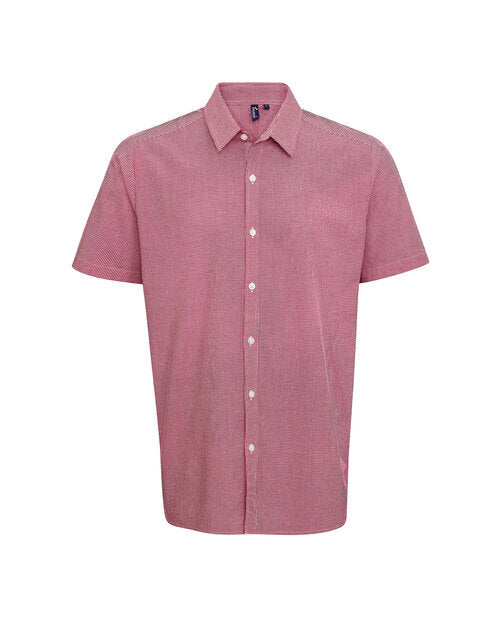 Premier Workwear Mens Short Sleeve Gingham Cotton Microcheck Shirt - PR221M