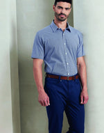 Premier Workwear Mens Short Sleeve Gingham Cotton Microcheck Shirt - PR221M - thumbnail 1