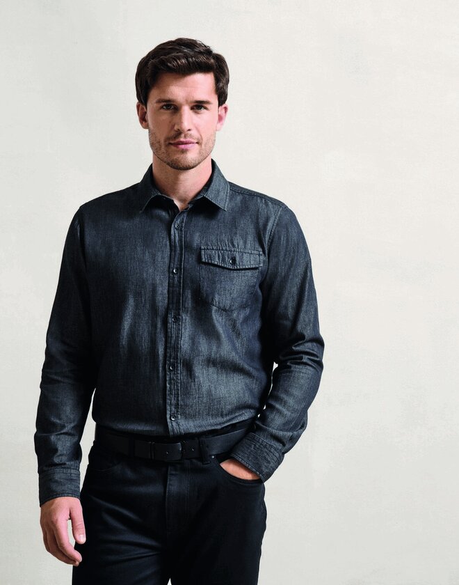 Premier Workwear Mens Jeans Stitch Denim Shirt - PR222M