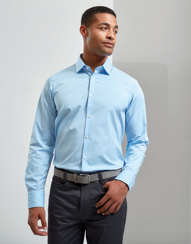 Premier Men's Stretch Fit Cotton Poplin Long Sleeve Shirt