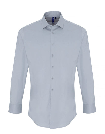 Premier Men's Stretch Fit Cotton Poplin Long Sleeve Shirt - [CLEARANCE]