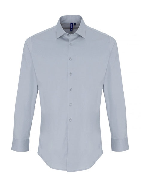 Premier Men's Stretch Fit Cotton Poplin Long Sleeve Shirt - [CLEARANCE]