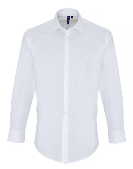 Premier Men's Stretch Fit Cotton Poplin Long Sleeve Shirt - [CLEARANCE]