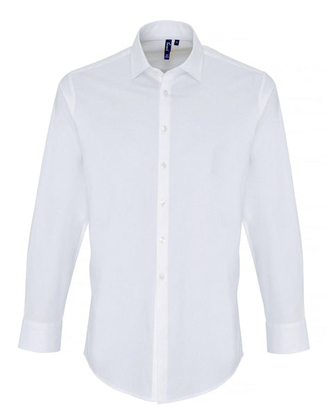Premier Men's Stretch Fit Cotton Poplin Long Sleeve Shirt - [CLEARANCE]