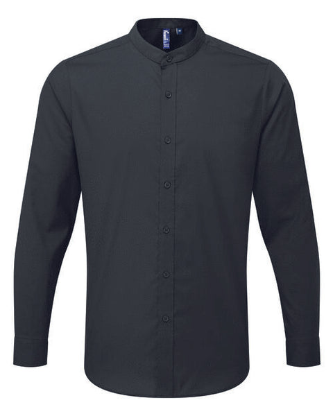 Premier Mens Banded Collar 'Grandad' Shirt