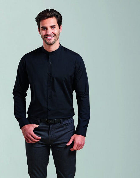 Premier Mens Banded Collar 'Grandad' Shirt