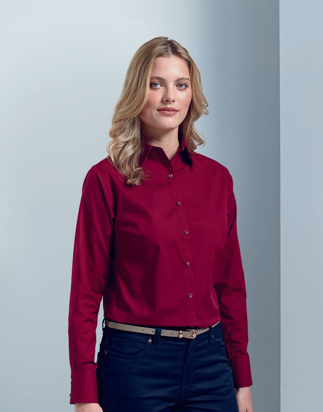 Premier Ladies Long Sleeve Poplin Blouse