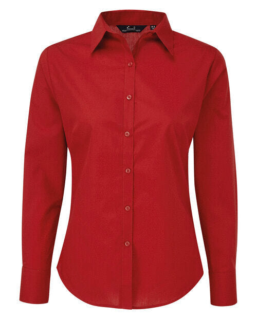 Premier Workwear Ladies Long Sleeve Poplin Blouse - PR300M