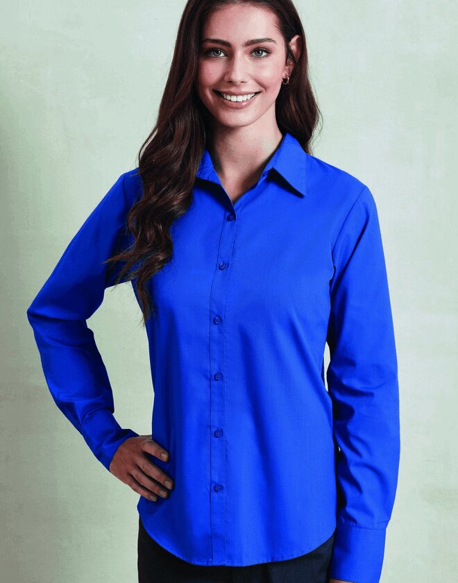 Premier Workwear Ladies Long Sleeve Poplin Blouse - PR300M