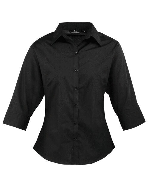 Premier Workwear Ladies 3/4 Sleeve Poplin Blouse - PR305M