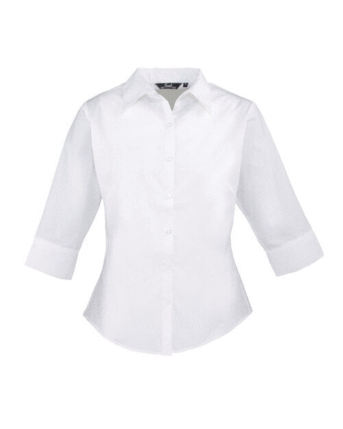 Premier Workwear Ladies 3/4 Sleeve Poplin Blouse - PR305M