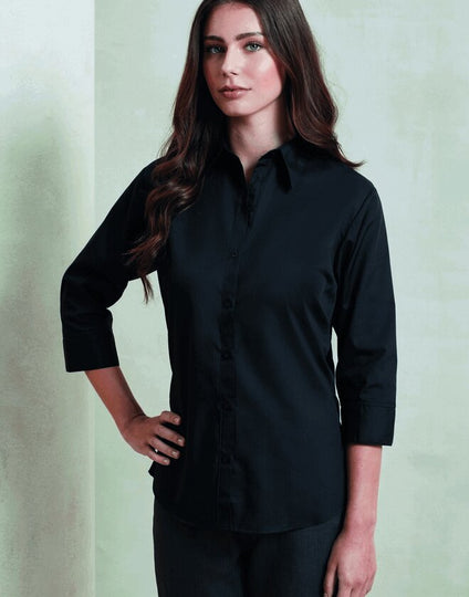 Premier Workwear Ladies 3/4 Sleeve Poplin Blouse - PR305M