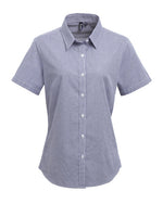 Premier Workwear Ladies Gingham Microcheck Short Sleeve Shirt - PR321M - thumbnail 4