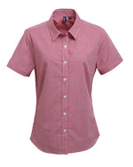 Premier Workwear Ladies Gingham Microcheck Short Sleeve Shirt - PR321M - thumbnail 5