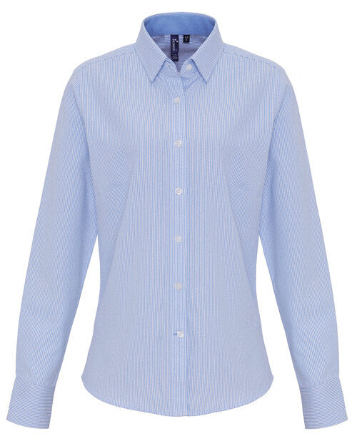 Premier Workwear Ladies Cotton Rich Oxford Stripes Shirt - PR338M