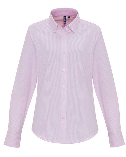 Premier Workwear Ladies Cotton Rich Oxford Stripes Shirt - PR338M