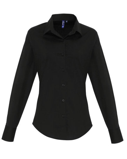 Premier Workwear Ladies Stretch Fit Cotton Poplin Long Sleeve Shirt - PR344M