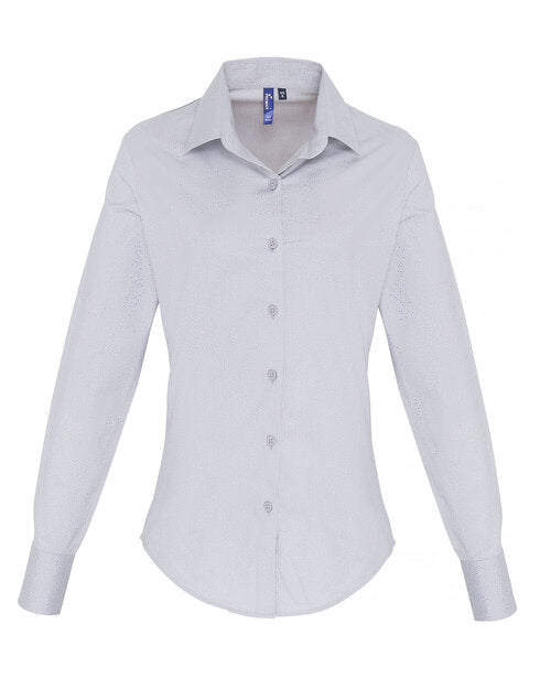 Premier Workwear Ladies Stretch Fit Cotton Poplin Long Sleeve Shirt - PR344M