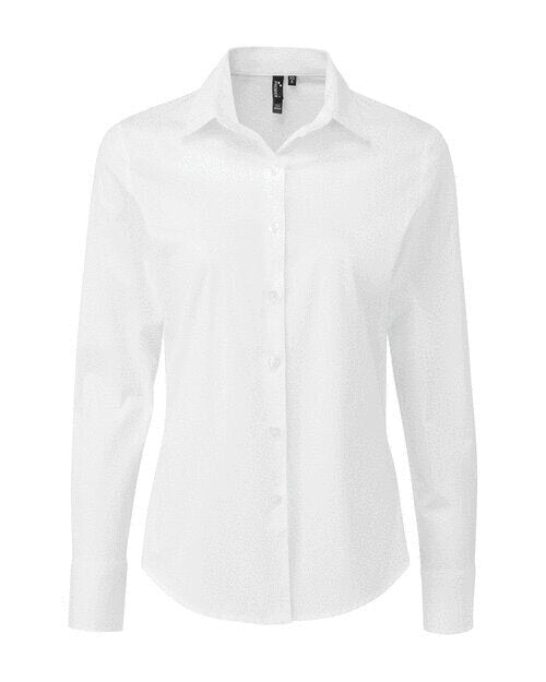Premier Workwear Ladies Stretch Fit Cotton Poplin Long Sleeve Shirt - PR344M