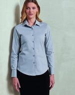 Premier Workwear Ladies Stretch Fit Cotton Poplin Long Sleeve Shirt - PR344M - thumbnail 1