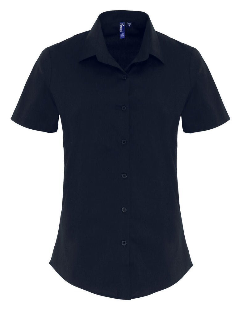 Premier Women's Stretch-Fit Cotton Poplin Short Sleeve Shirt - [CLEARANCE]