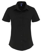 Premier Workwear Ladies Stretch Fit Cotton Poplin Short Sleeve Shirt - PR346M - thumbnail 2