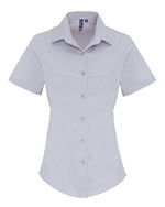 Premier Workwear Ladies Stretch Fit Cotton Poplin Short Sleeve Shirt - PR346M - thumbnail 4