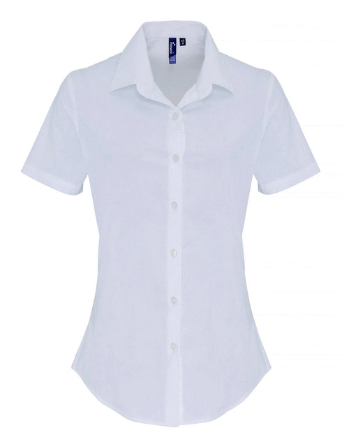 Premier Women's Stretch-Fit Cotton Poplin Short Sleeve Shirt - [CLEARANCE]